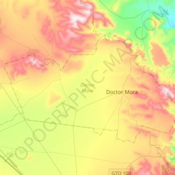 Carte topographique Doctor Mora, altitude, relief
