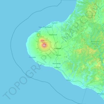 Carte topographique Taranaki, altitude, relief
