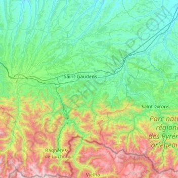 Carte topographique Saint-Gaudens, altitude, relief