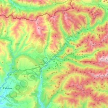 Carte topographique Páramo del Sil, altitude, relief
