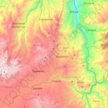 Carte topographique La Sabana, altitude, relief