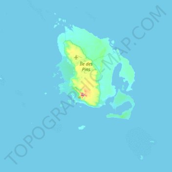 Carte topographique Île des Pins, altitude, relief