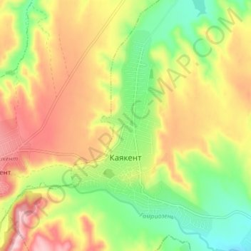 Carte topographique Каякент, altitude, relief