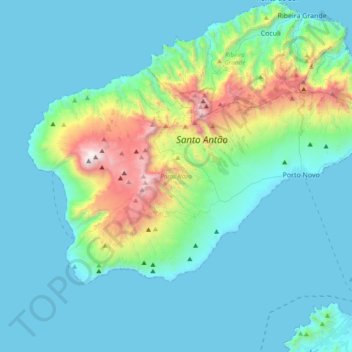 Carte topographique Porto Novo, altitude, relief