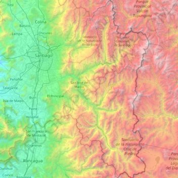 Carte topographique Provincia de Cordillera, altitude, relief