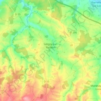 Carte topographique Saligny-sur-Roudon, altitude, relief