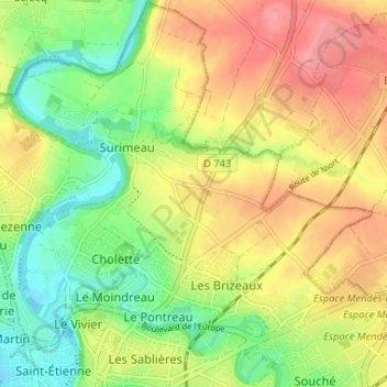 Carte topographique Quartier Nord, altitude, relief