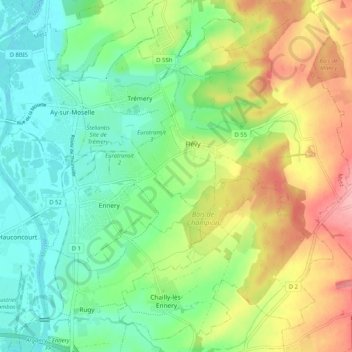 Carte topographique 57365, altitude, relief