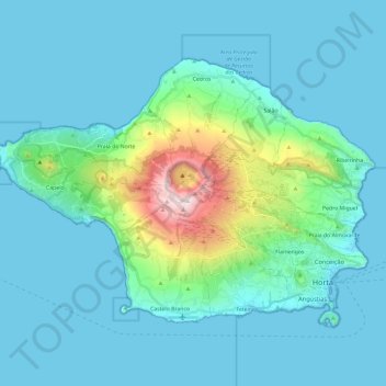 Carte topographique Île de Faial, altitude, relief