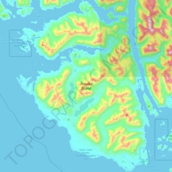 Carte topographique Nootka Island, altitude, relief