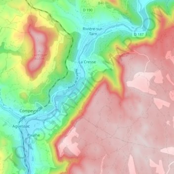 Carte topographique La Cresse, altitude, relief