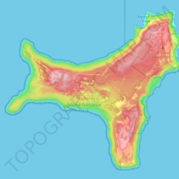 Carte topographique Christmas Island, altitude, relief