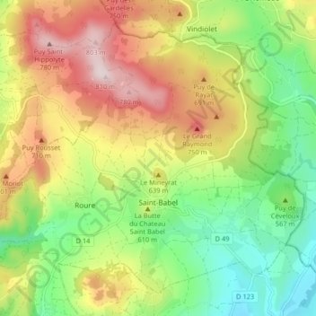 Carte topographique Saint-Babel, altitude, relief