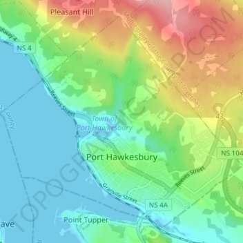Carte topographique Port Hawkesbury, altitude, relief