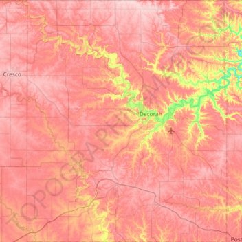 Carte topographique Winneshiek County, altitude, relief