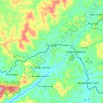 Carte topographique Sambaina, altitude, relief