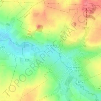 Carte topographique Sommaing, altitude, relief