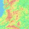 Carte topographique Powys, altitude, relief