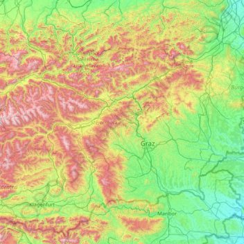 Carte topographique Styrie, altitude, relief