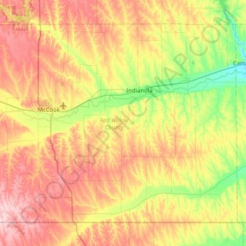 Carte topographique Red Willow County, altitude, relief