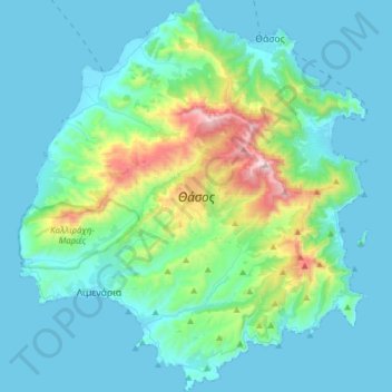 Carte topographique Thasos, altitude, relief