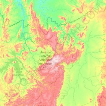 Carte topographique Microrregião da Chapada dos Veadeiros, altitude, relief