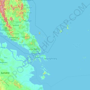 Carte topographique Iles Riau, altitude, relief