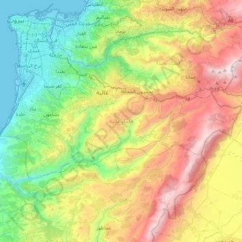Carte topographique District d'Aley, altitude, relief