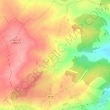 Carte topographique Ortoncourt, altitude, relief