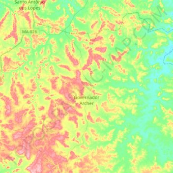 Carte topographique Governador Archer, altitude, relief