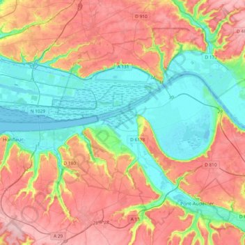 Carte topographique Réserve naturelle de l'estuaire de la Seine, altitude, relief
