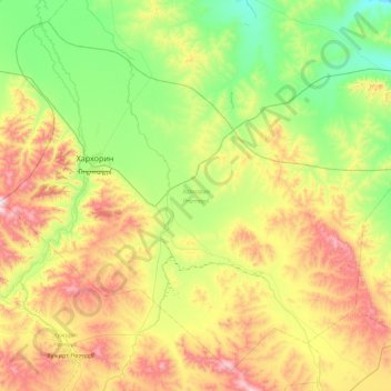 Carte topographique Хархорин, altitude, relief