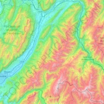 Carte topographique Chaîne de Belledonne, altitude, relief