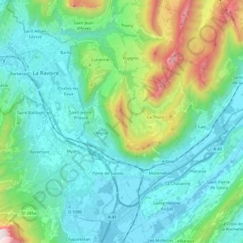 Carte topographique 73190, altitude, relief