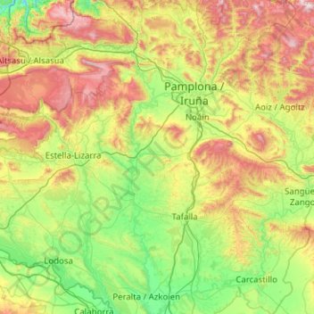 Carte topographique Arga, altitude, relief