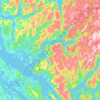 Carte topographique Masfjorden, altitude, relief
