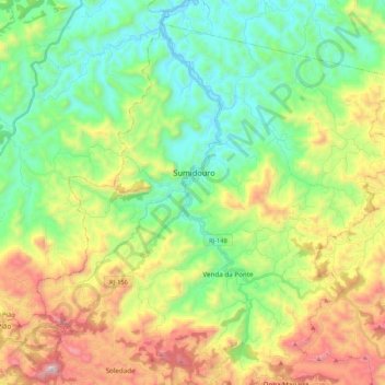 Carte topographique Sumidouro, altitude, relief