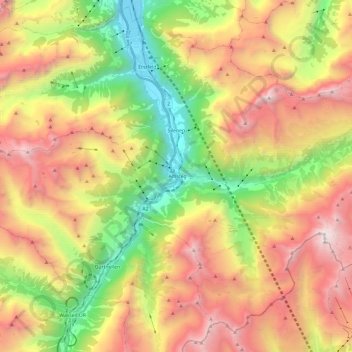 Carte topographique Silenen, altitude, relief