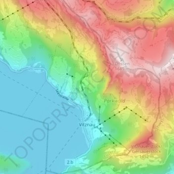 Carte topographique Vitznau, altitude, relief