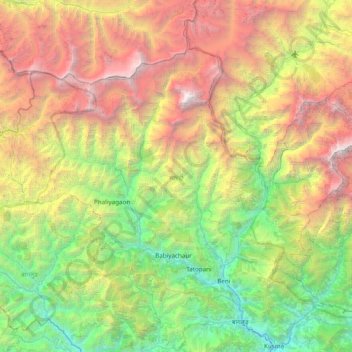 Carte topographique म्याग्दी, altitude, relief