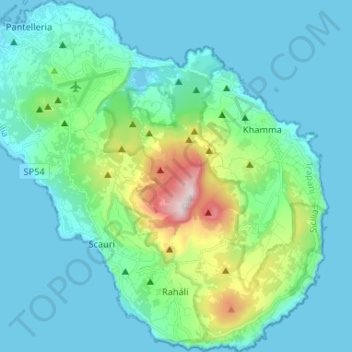 Carte topographique Isola di Pantelleria, altitude, relief