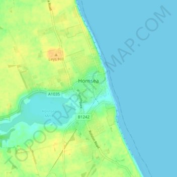 Carte topographique Hornsea, altitude, relief