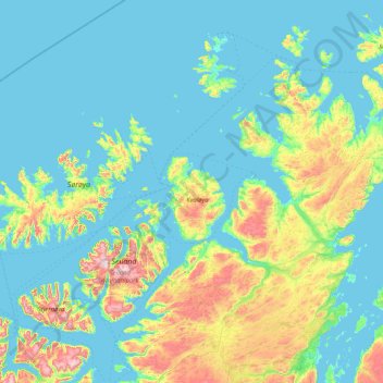 Carte topographique Hammerfest, altitude, relief