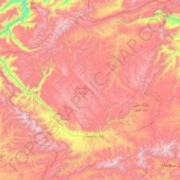 Carte topographique ولسوالی یکاولنگ, altitude, relief
