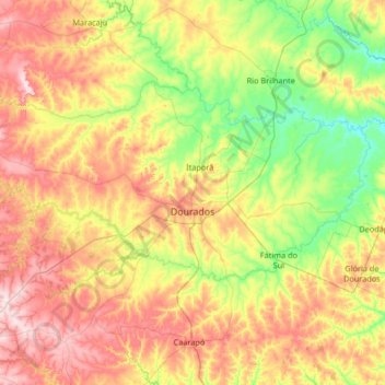 Carte topographique Dourados, altitude, relief