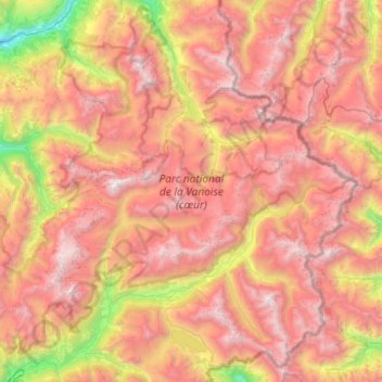Carte topographique Parc national de la Vanoise (cœur), altitude, relief