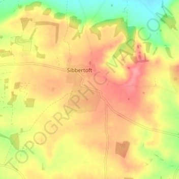 Carte topographique Sibbertoft, altitude, relief