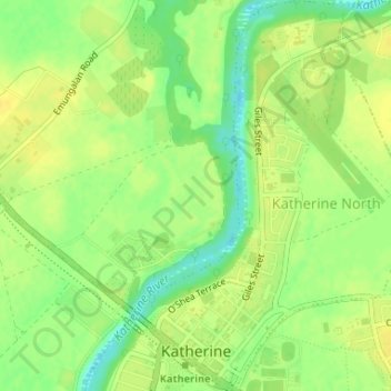 Carte topographique Katherine, altitude, relief