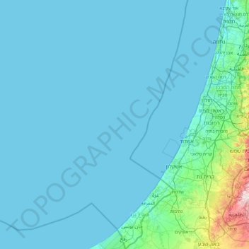 Carte topographique Territoires palestiniens, altitude, relief