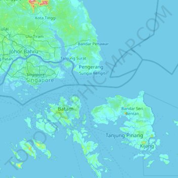 Carte topographique Singapore Strait, altitude, relief